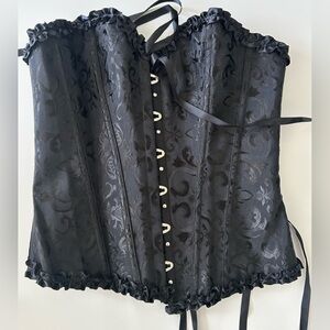 Chic Black Brocade Corset Top